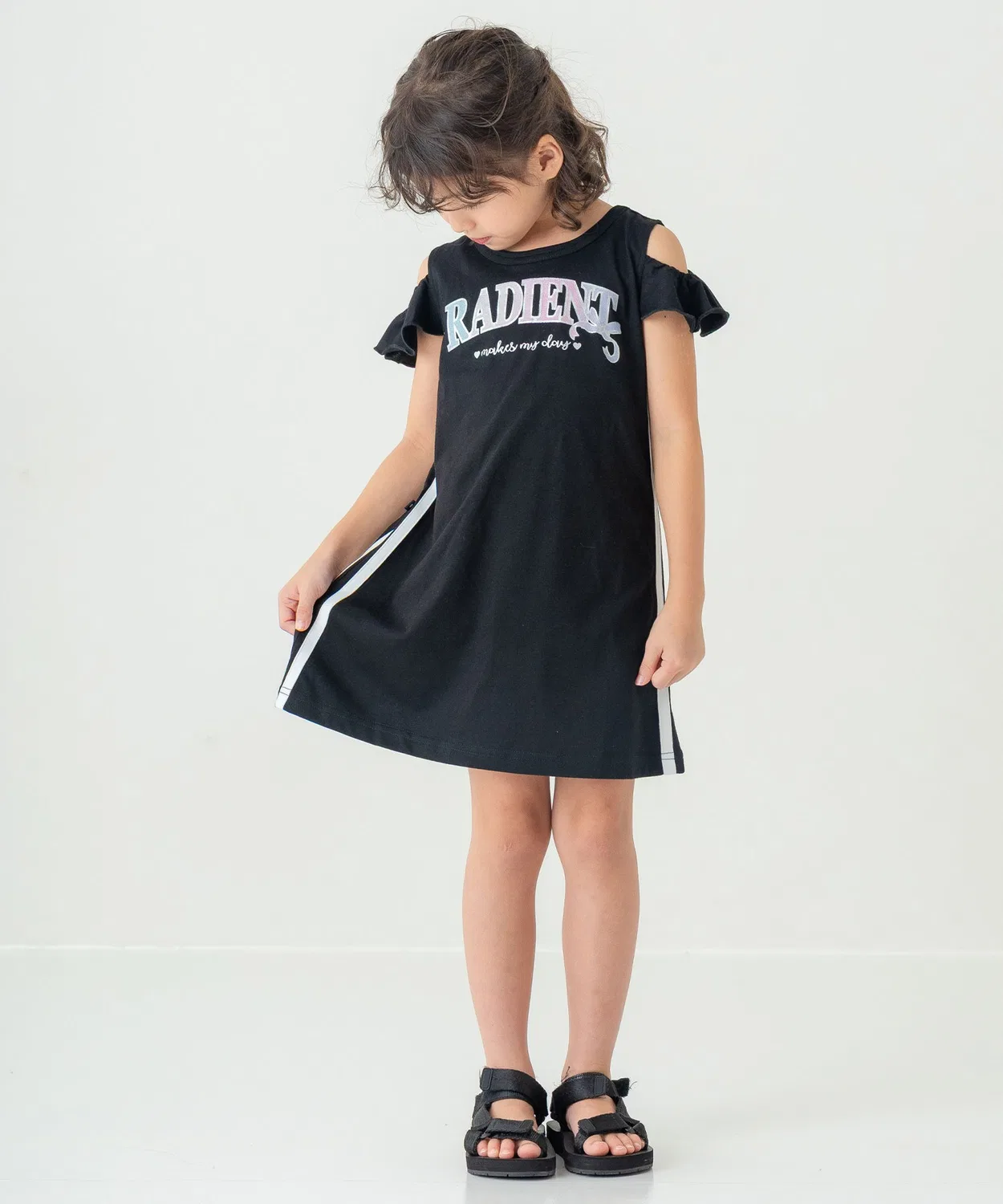 Детское платье для девочек с принтом, модель Side Line Shoulder Open AIMABLE, Lavender — фото 4