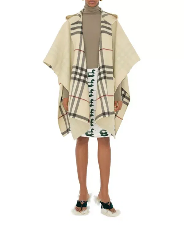 Женская накидка с капюшоном из кашемира Burberry, Stone