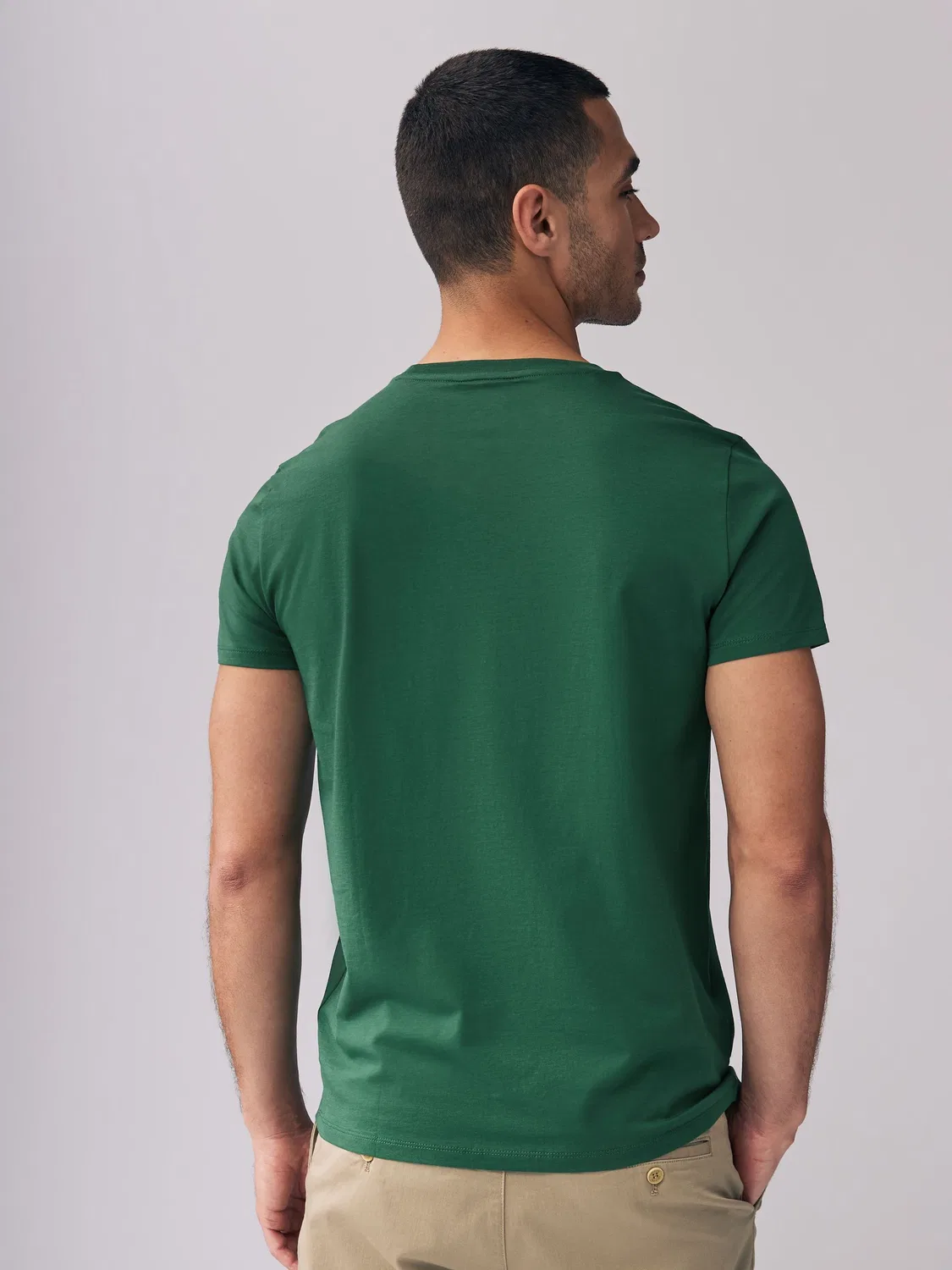 Lacoste Зеленая хлопковая футболка с круглым вырезом и короткими рукавами — фото 2