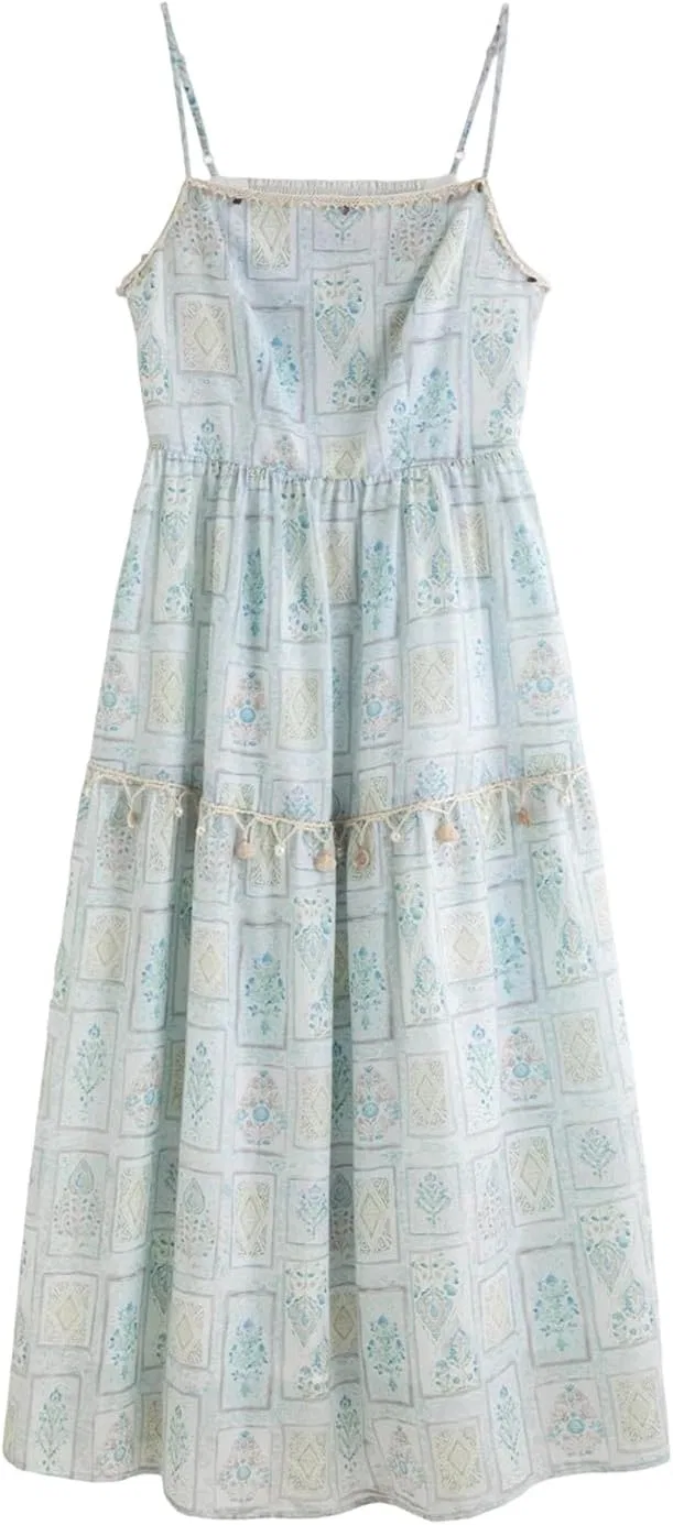 Женское повседневное платье миди с принтом Casual Boho, Blue