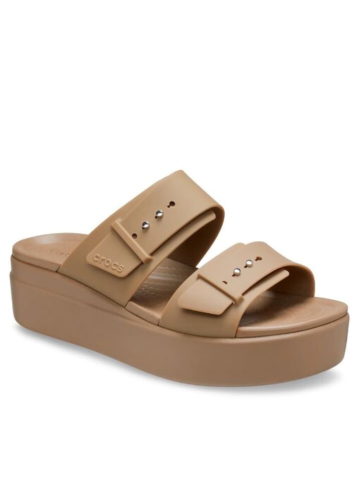 Мюли Crocs Brooklyn Buckle Low Wedge, хаки — фото 2