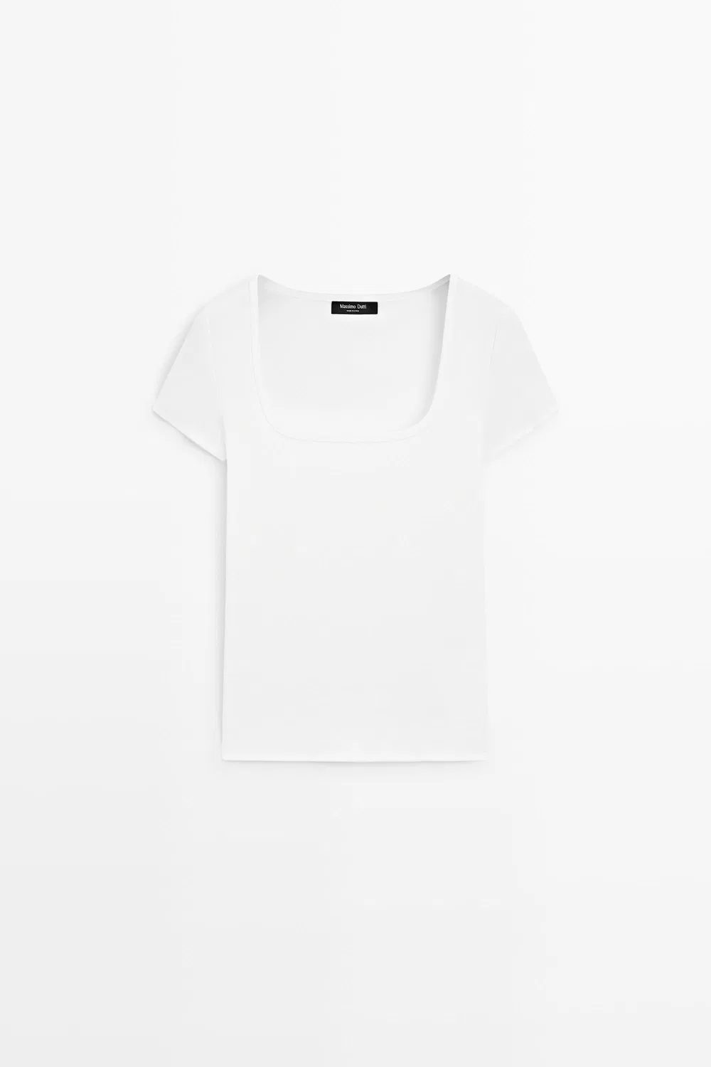 Футболка Massimo Dutti Short Sleeve Square Neckline, белый — фото 2