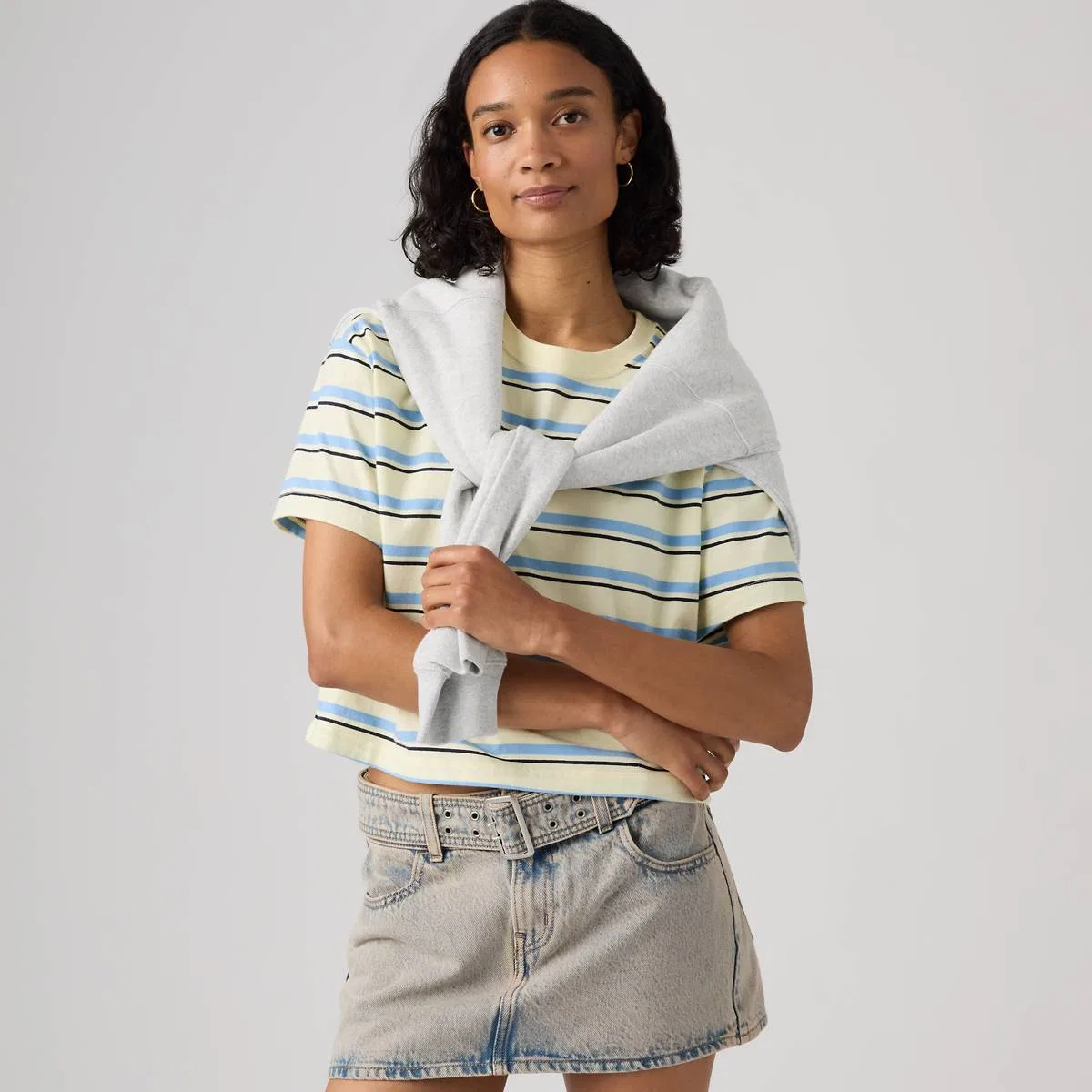 Укороченная футболка на каждый день Levi's, Ozzy Stripe Pear Sorbet - Yellow