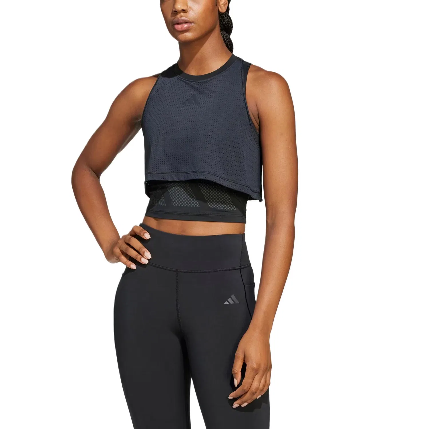 Женский топ для фитнеса без рукавов Adidas, Black — фото 3