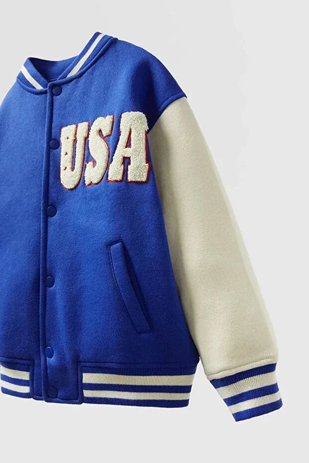 Детская куртка-бомбер с принтом Havisa Kids, Saks Blue — фото 2
