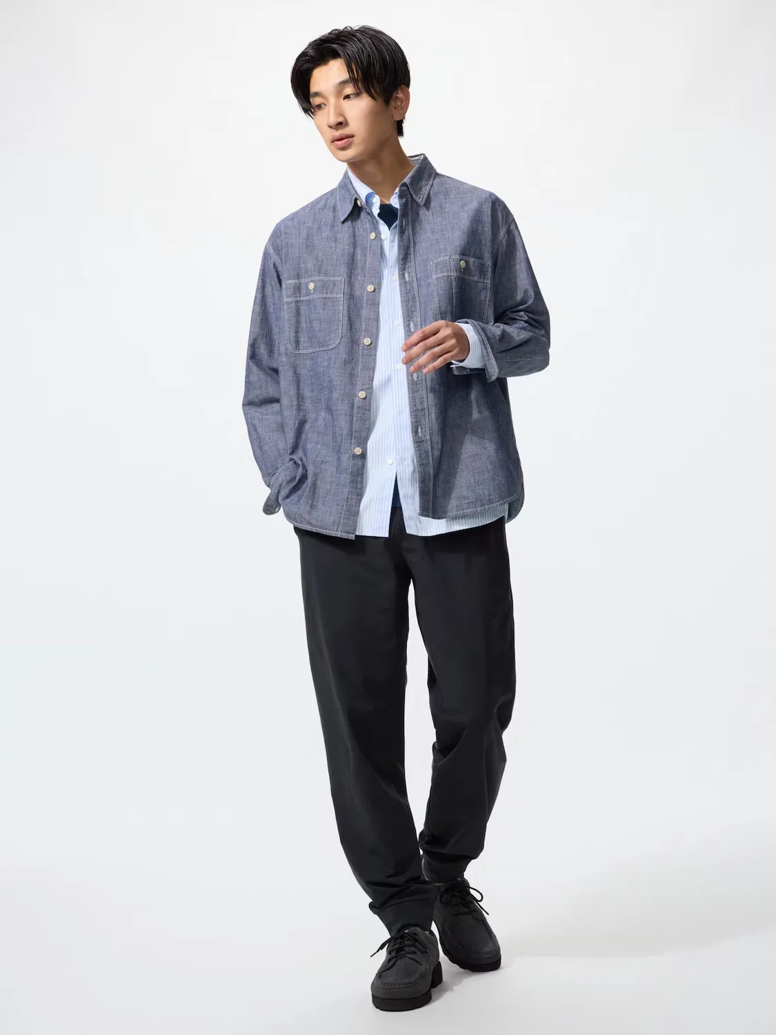 Эластичные спортивные брюки-джоггеры / удлиненный крой Uniqlo, черный