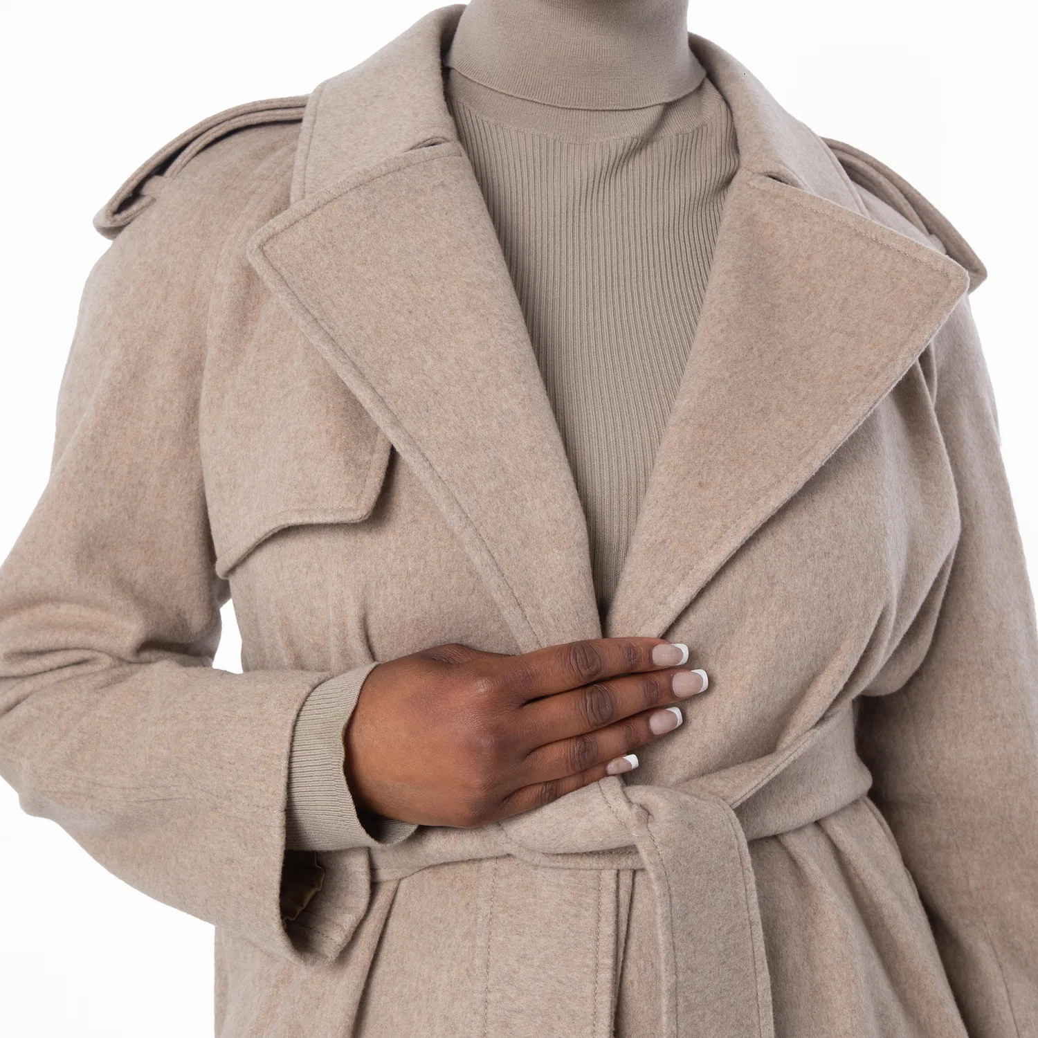 Пальто-тренч из кашемира с поясом Cashmere Wrap Belted Trench Coat Burberry, Flax — фото 2