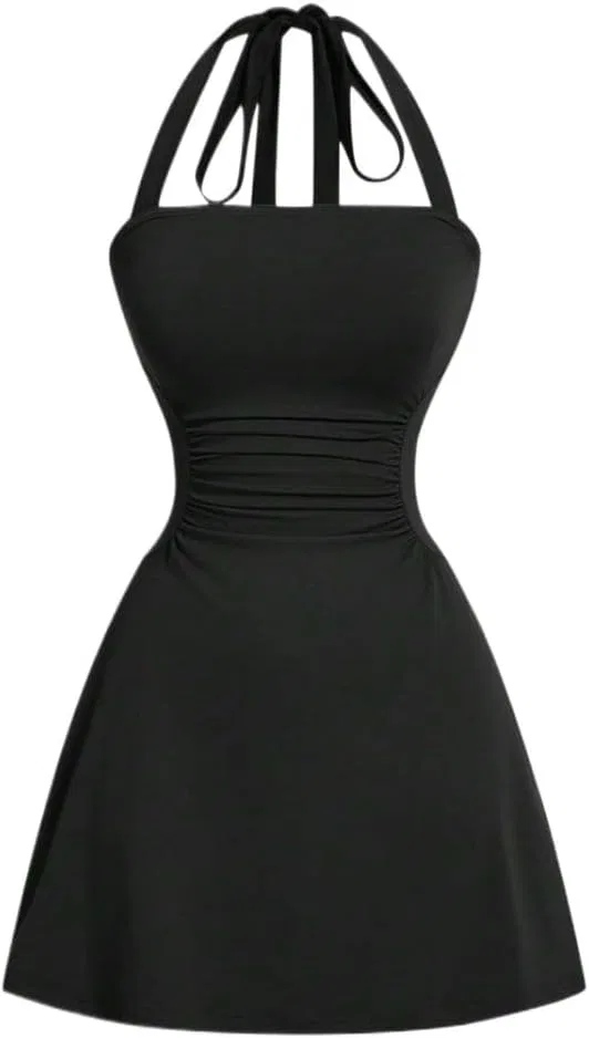 Женское мини-платье с запахом A-line, Black