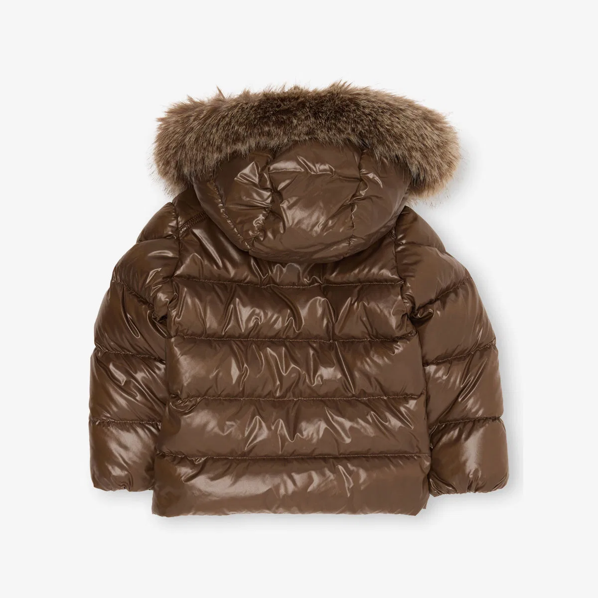 Пуховая куртка с капюшоном, размер 9 месяцев - 3 года Moncler, бронза — фото 3