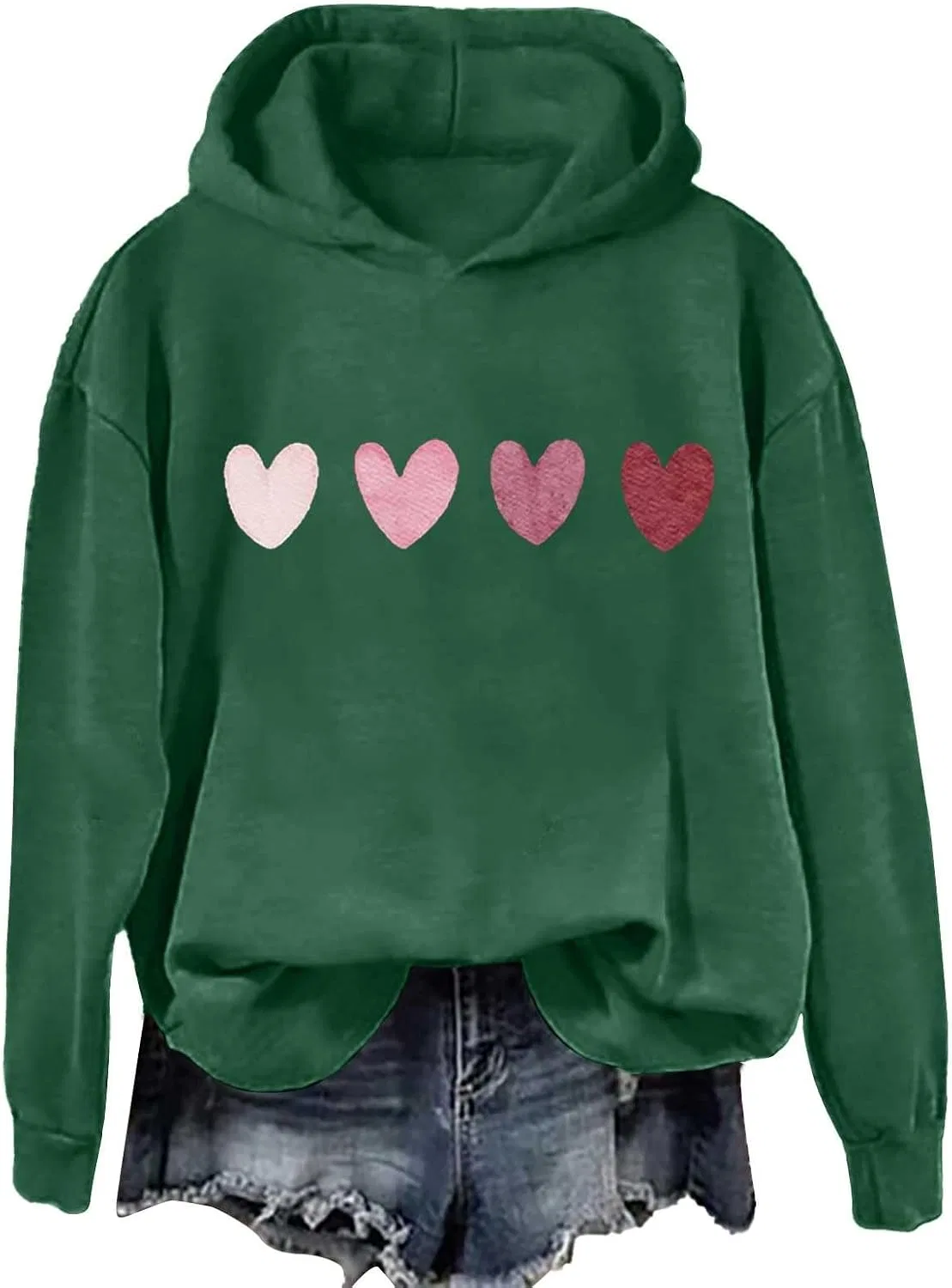 Женское худи с принтом, модель Tie Dye Heart Print, зелёный