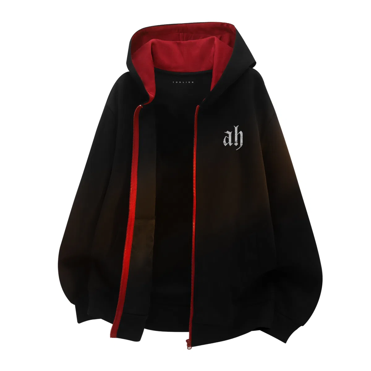 Детский свитшот с принтом Tonlion Tang Lion American High Street Fashion Trendy Hip Hop Style Letter Print Color Block Cardigan Spring and Autumn Everyday Commute Loose Casual Sweatshirt Unisex, Black