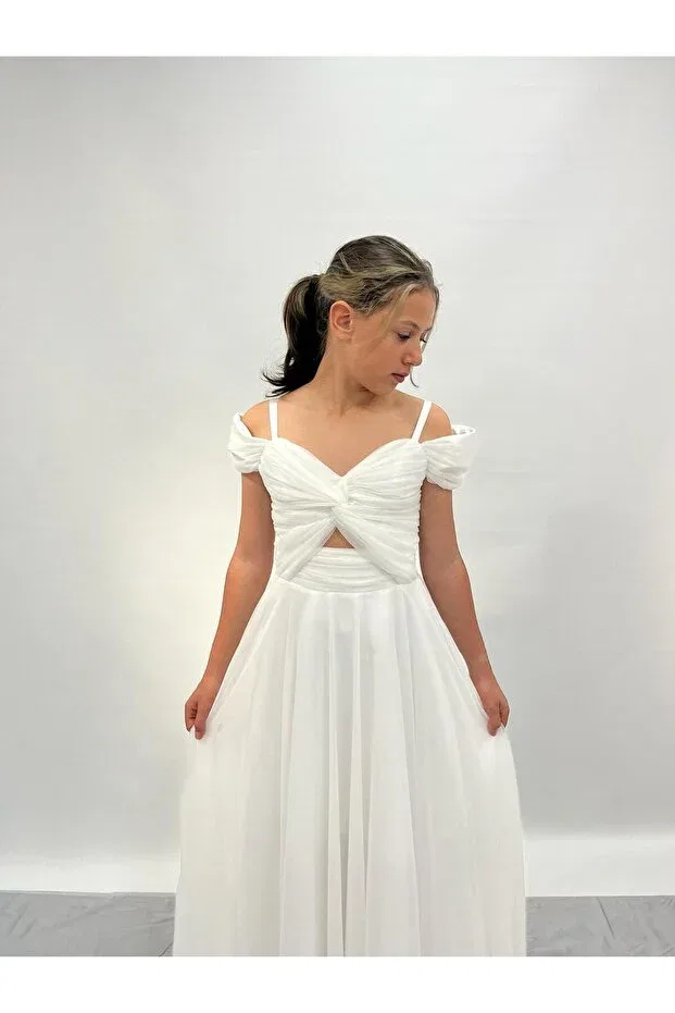 Детское платье для девочек с длинным рукавом Butikhappykids, Nude Color — фото 4