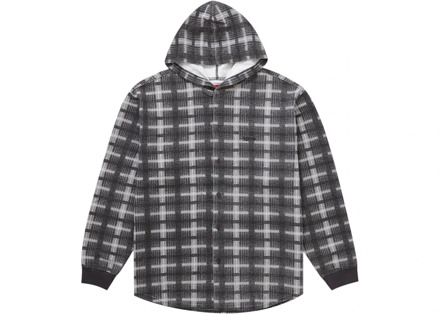 Мужская рубашка с капюшоном и принтом в клетку Supreme, Black