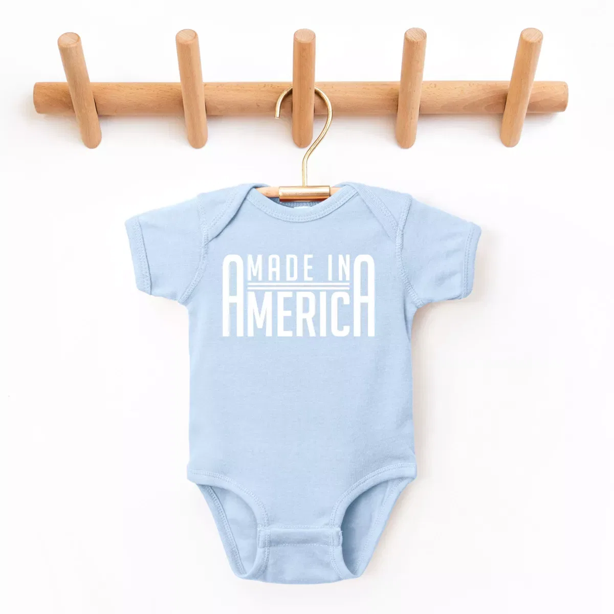 Детский боди с коротким рукавом Made In America Rounded The Juniper Shop, Light Blue