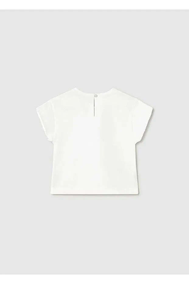Детская футболка для девочек с принтом Summer baby girl printed tshirt Mayoral, Ecru — фото 2