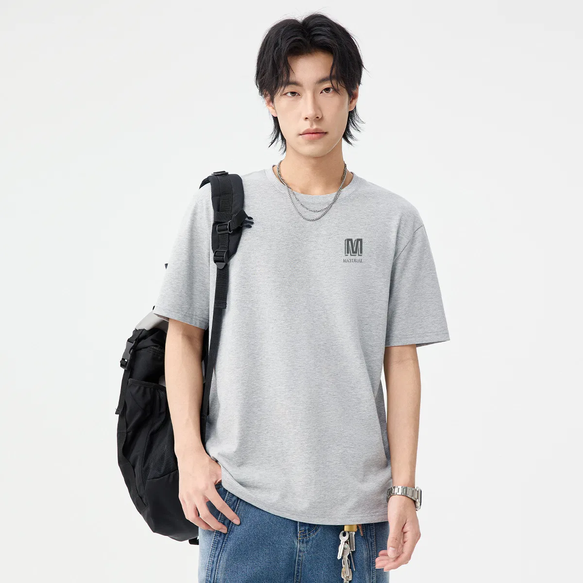 Детский комплект спортивной одежды с логотипом MINISO, Heather Gray+Black — фото 4