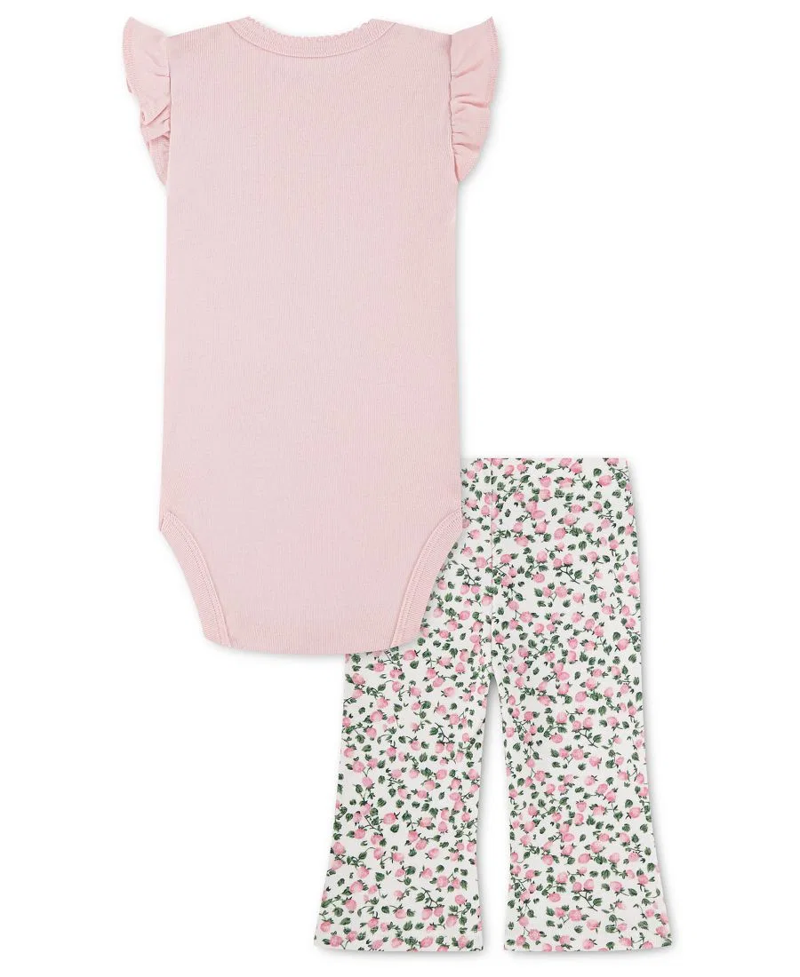 Комплект из боди и леггинсов с флаттер-рукавами, модель 2-Piece Set abercrombie kids, Pink White — фото 2