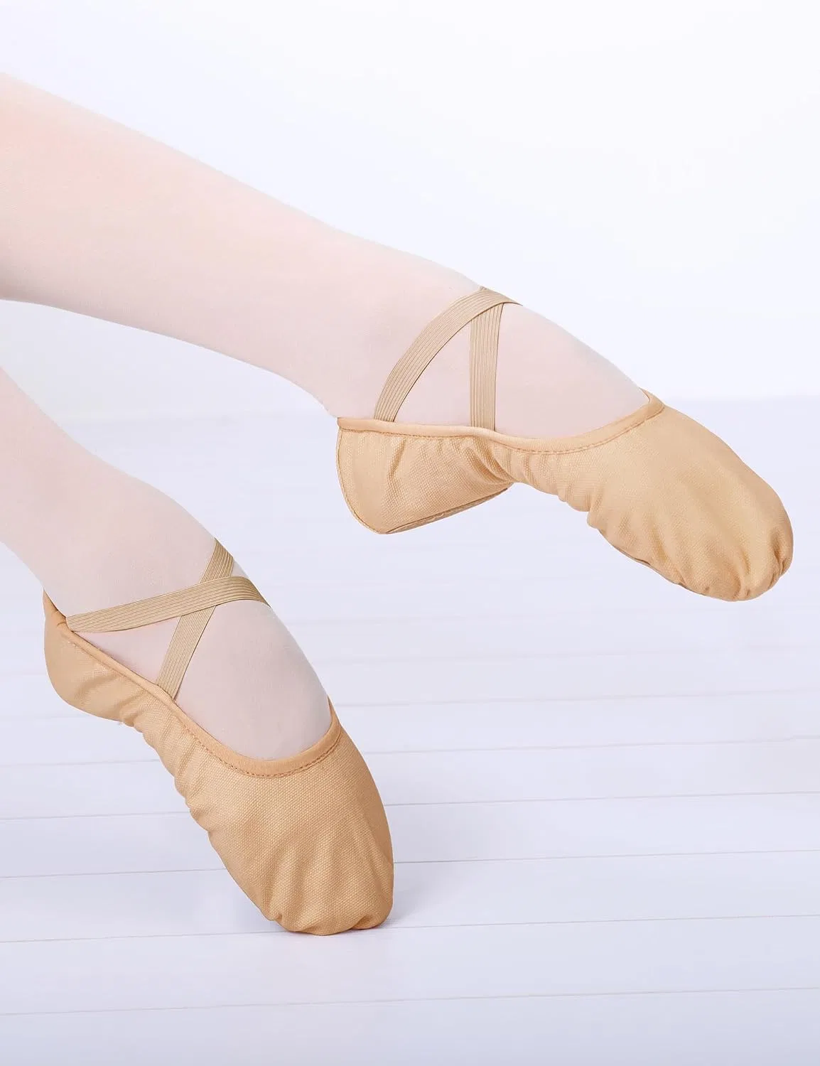 Детские балетки для девочек Canvas Ballet Shoes Qiyunfly, Tan — фото 2