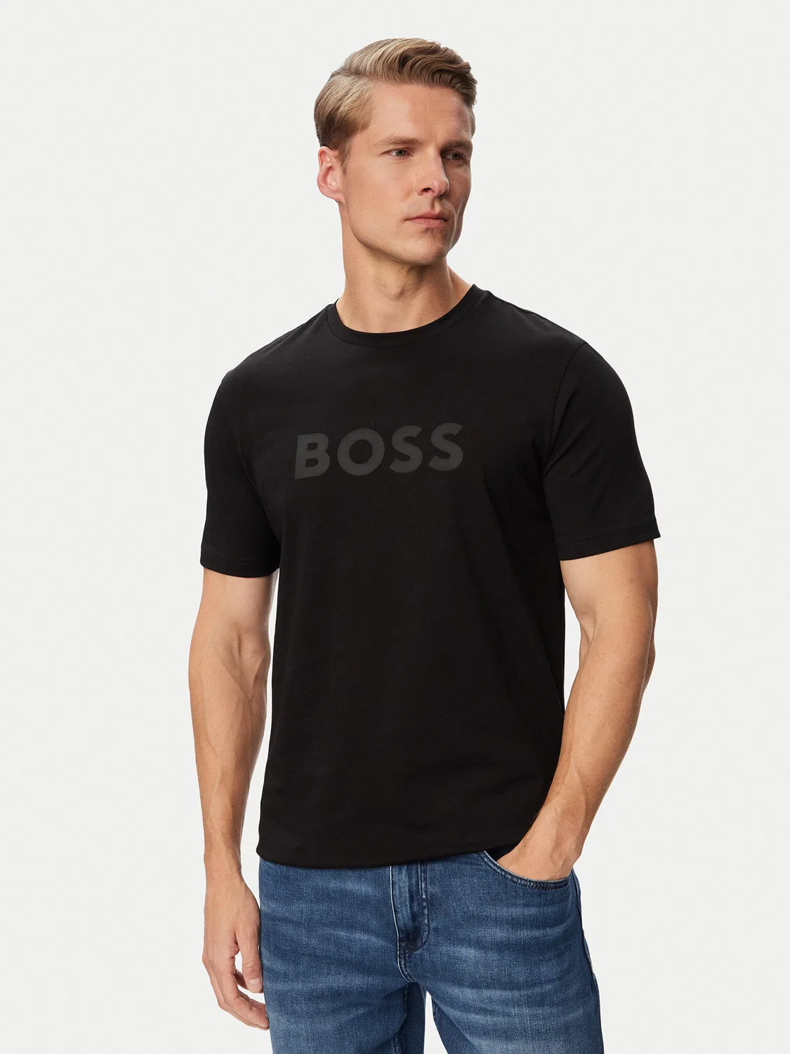 Мужская футболка стандартного кроя Logo Boss, черный