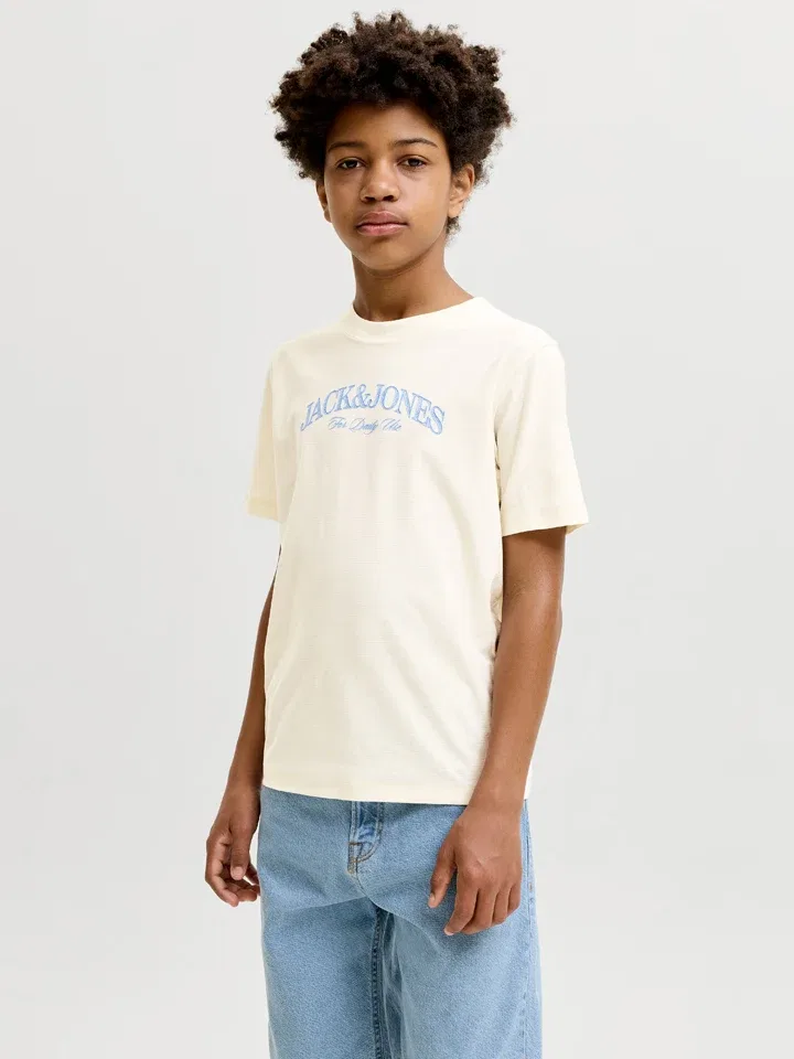Футболка с принтом Cassis Jack & Jones Junior, кремовый