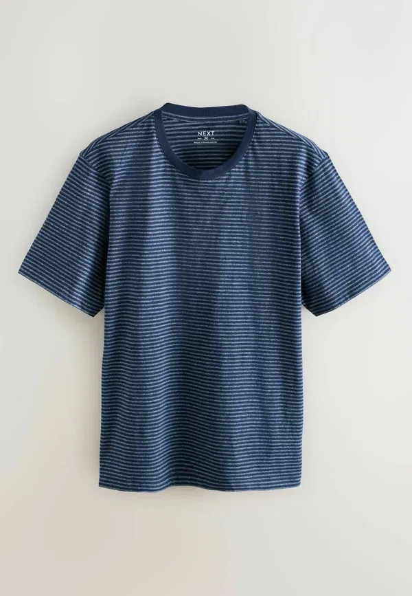 Пижамный комплект из 2 предметов хлопковый Regular Fit Stripe Short Sleeve Set 2 Pack Next, Indigo Blue, синий — фото 2