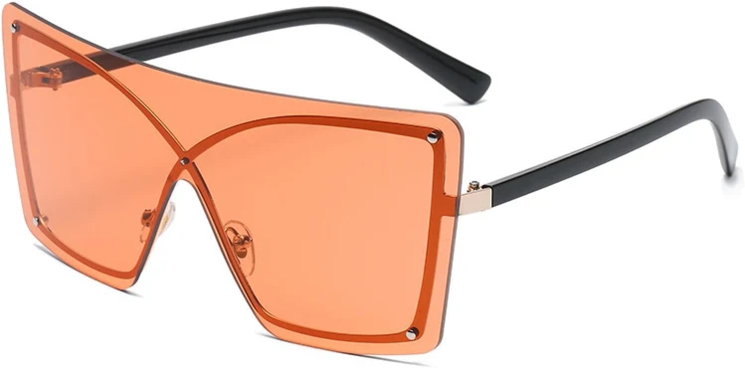 

Солнцезащитные очки в стиле стимпанк, без оправы, цельные, для женщин и мужчин, модные, роскошные, для активного отдыха и путешествий, с защитой от УФ-излучения UV400 TKKTLLT, Black Orange