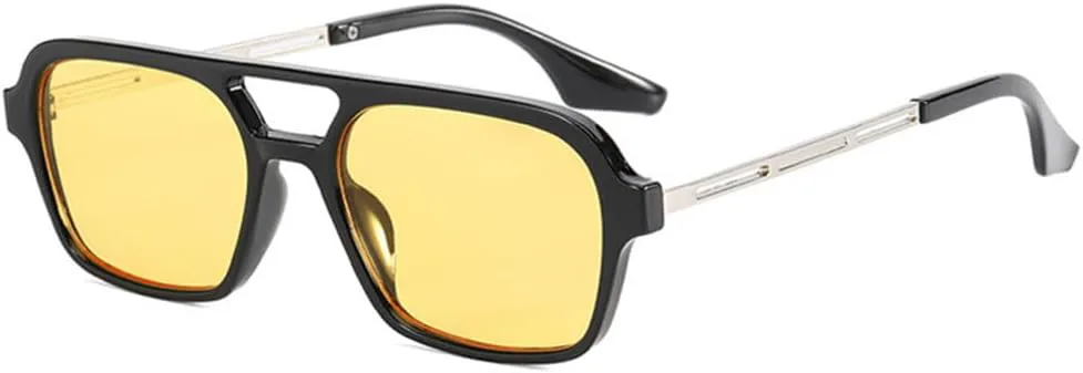 

Женские солнцезащитные очки в маленькой квадратной оправе, модные солнцезащитные очки в винтажном стиле с ажурным леопардовым принтом, синие MTZJH, Black Yellow