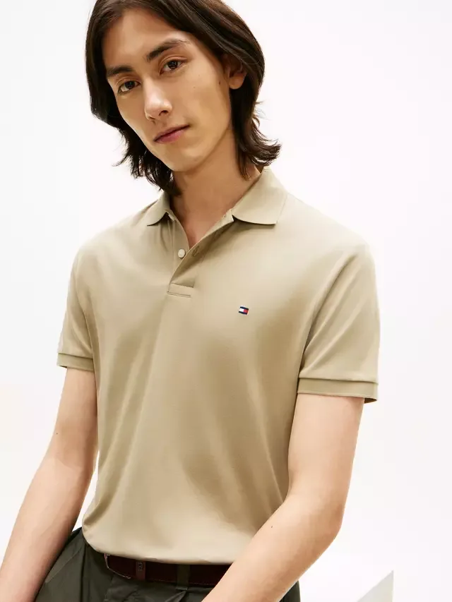 Хлопковая трикотажная рубашка-поло стандартного кроя из хлопка Tommy Hilfiger, Khaki — фото 4