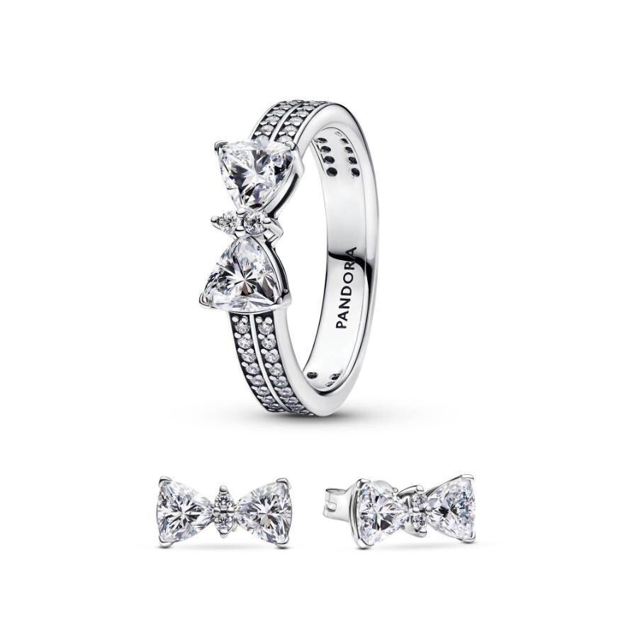 

Ювелирный набор Sparkling Bow Double Row Ring Set Pandora, стерлинговое серебро
