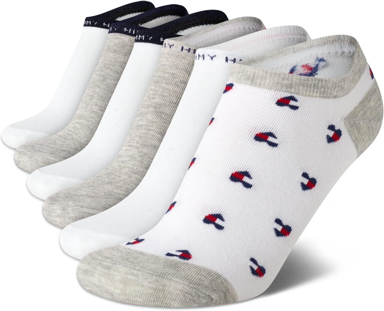 

Женские носки-невидимки Tommy Hilfiger - 6 пар мягких хлопковых носков с низким вырезом для кроссовок, лоферов и балеток (размер: 4-10), White Multi