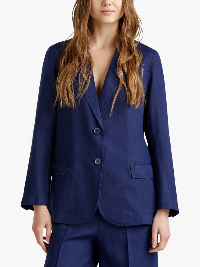 

Однобортный льняной пиджак Benetton, Mid Blue