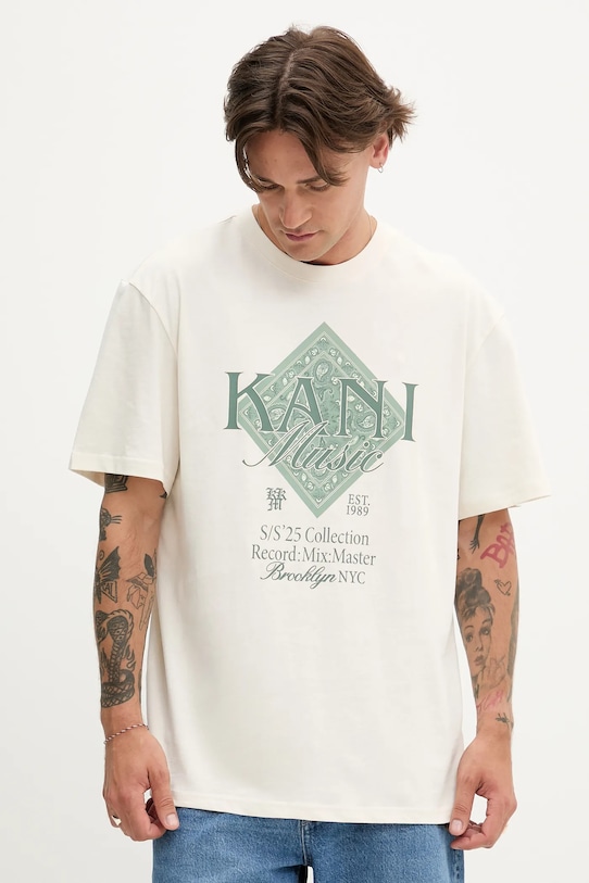 

Хлопковая футболка Karl Kani, бежевый