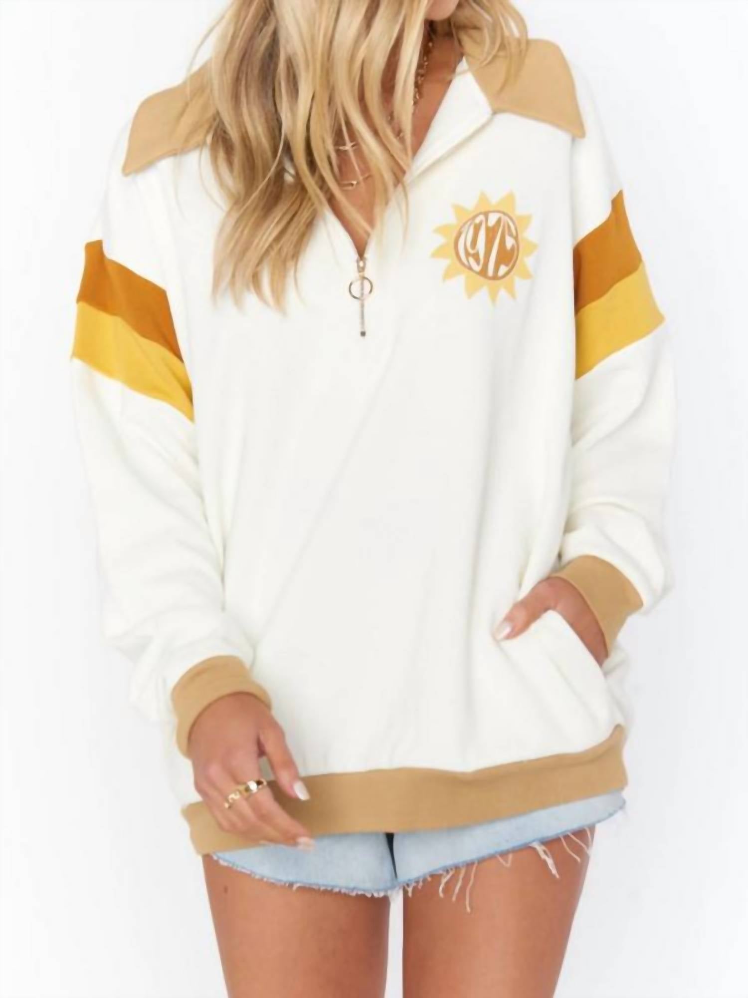 

Толстовка Benny Half Zip Good Times в оттенке White Show Me Your Mumu