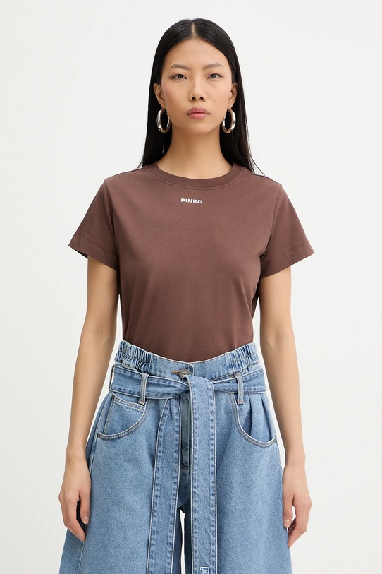 

Хлопковая футболка Pinko, коричневый