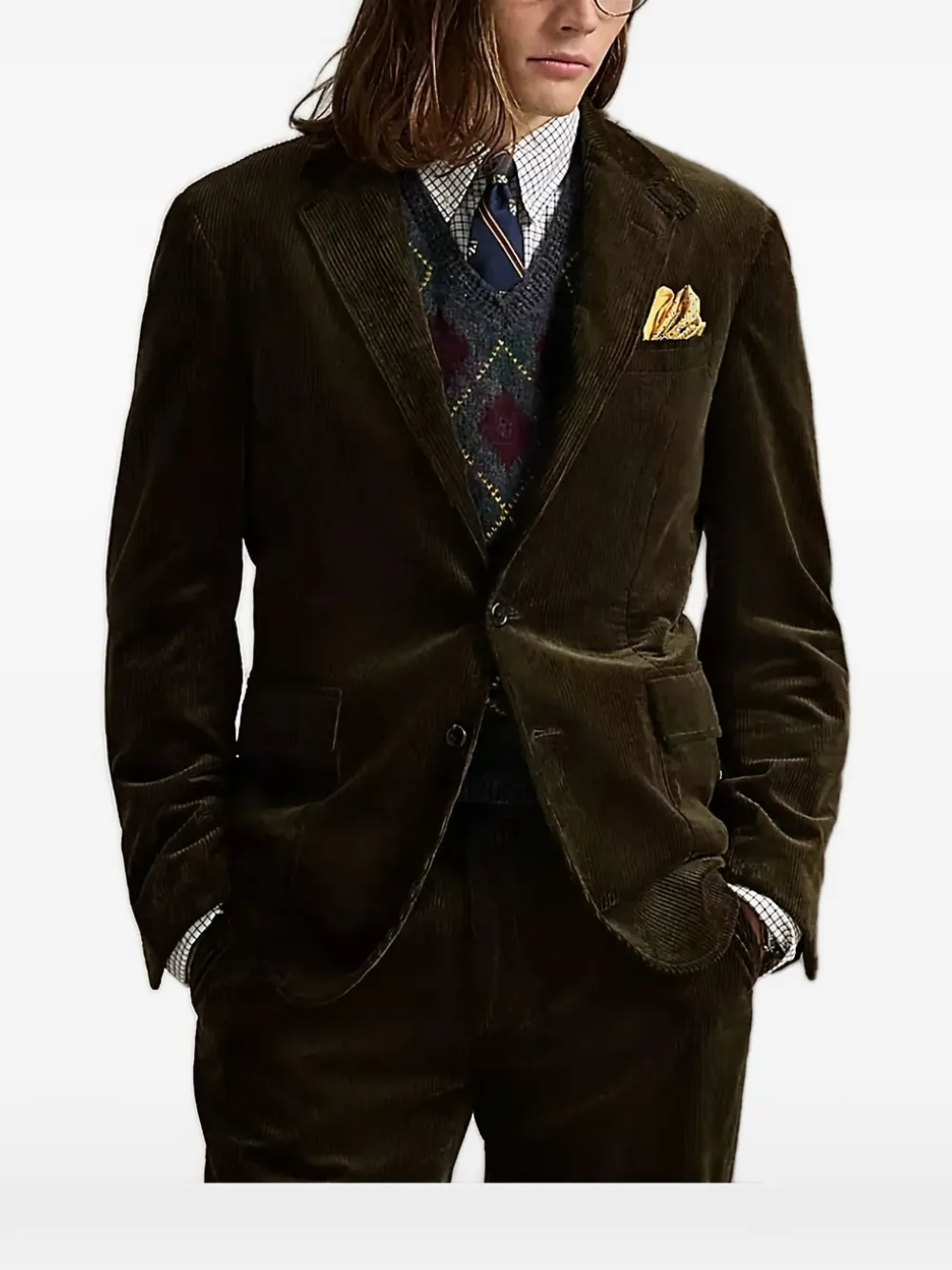 

Вельветовый пиджак с карманами Polo Ralph Lauren, коричневый