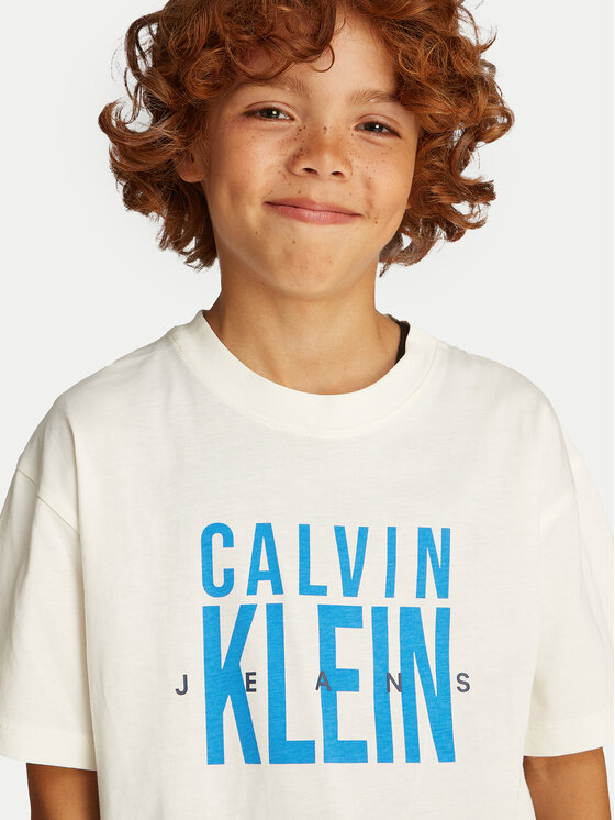 Футболка свободного кроя Bold Graphic IB0IB02448 Calvin Klein Jeans, экрю — фото 3
