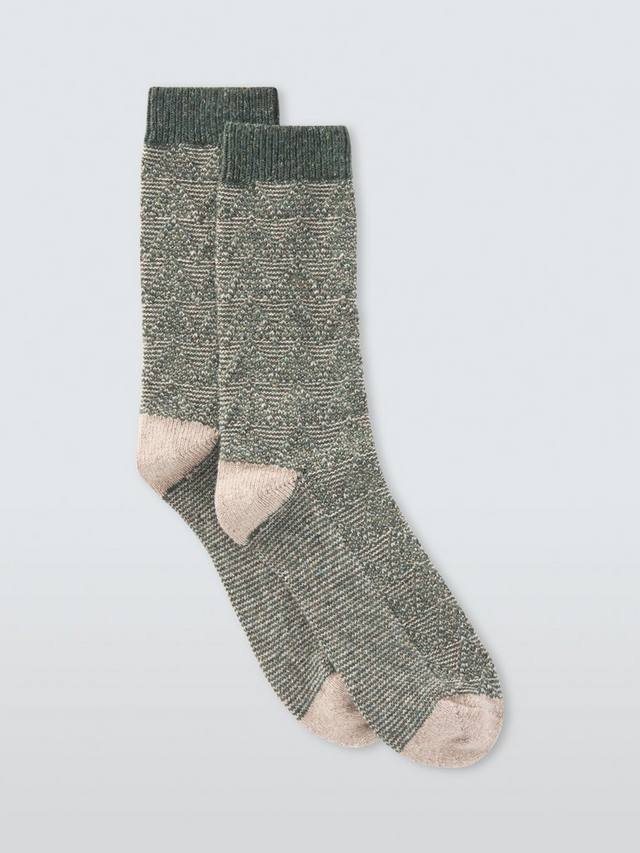 

Геометрические носки до щиколотки из смеси шерсти и шелка John Lewis, Green