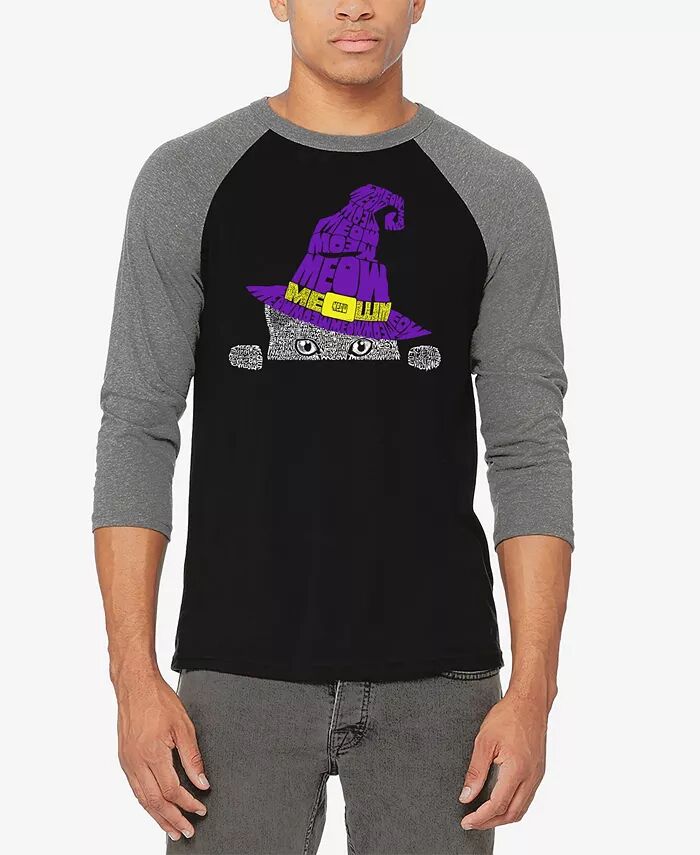 

Футболка мужская бейсбольная с надписью Peeking Witch Cat Raglan LA Pop Art, мультиколор