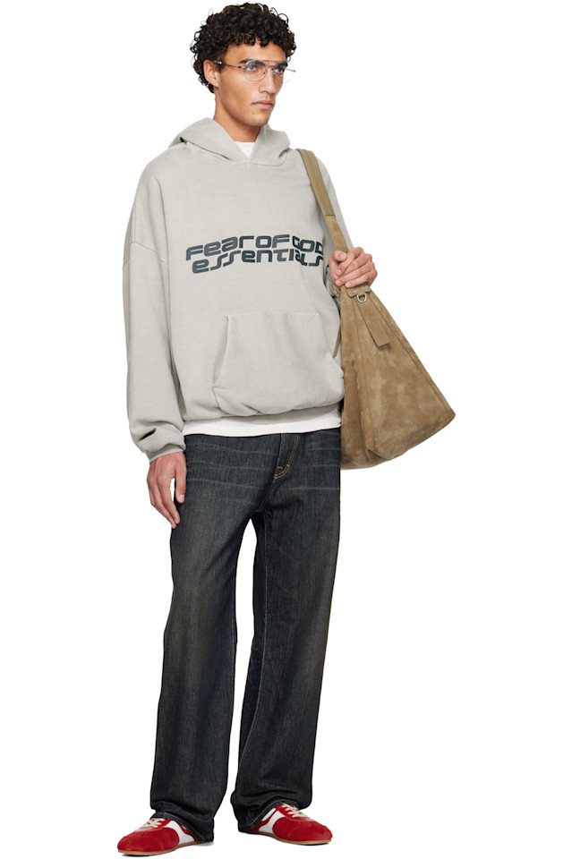 Fear Of God Essentials Серая праздничная толстовка из плотного флиса в стиле 90-х — фото 4