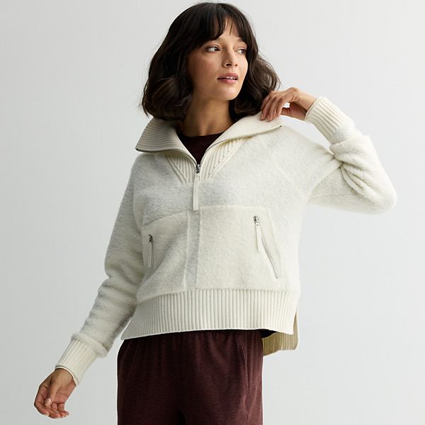 

Женский объемный свитер с молнией на четверть Flx, Ivory Lime