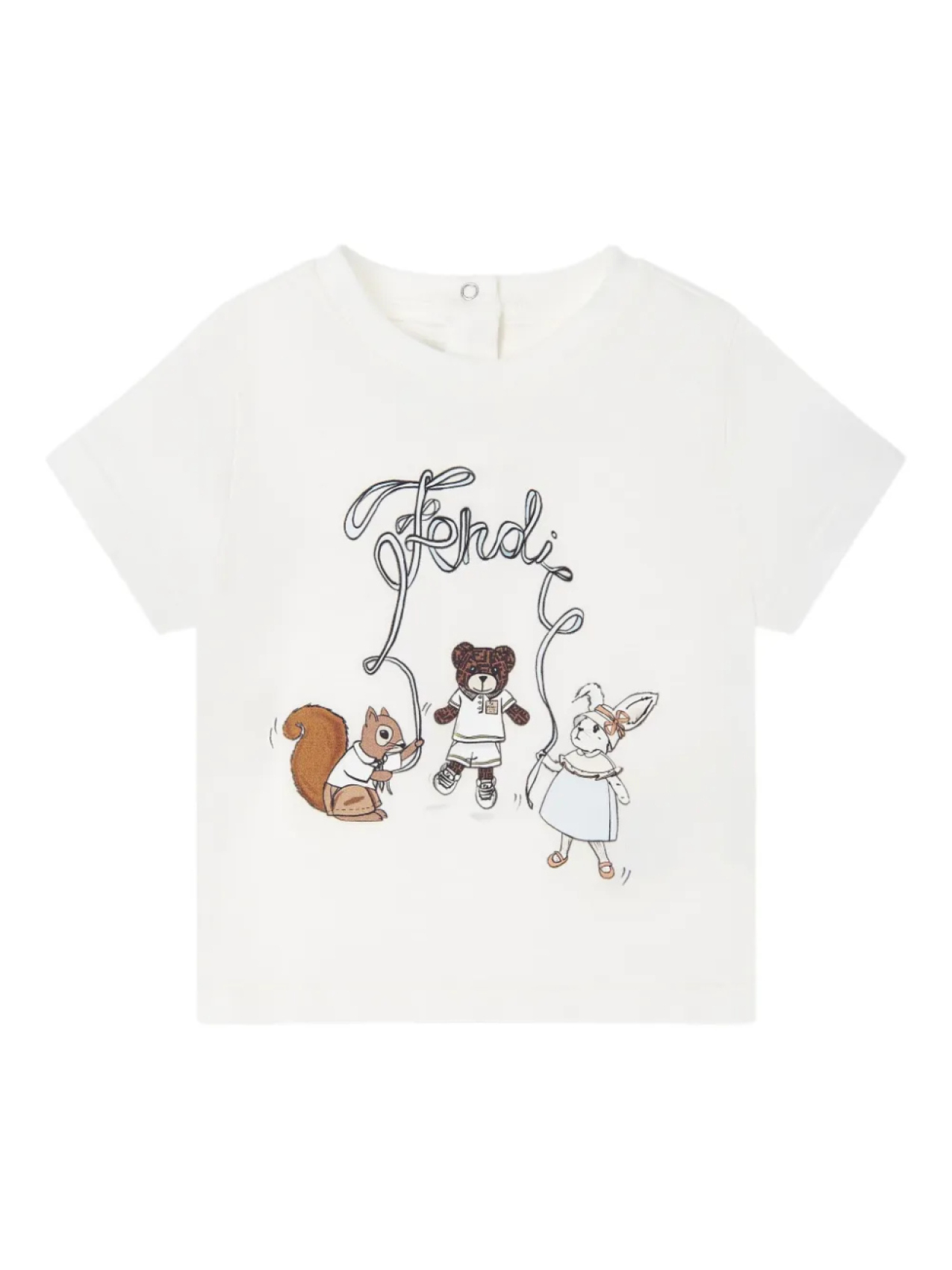 

Футболка с графическим принтом и короткими рукавами Fendi Kids, белый