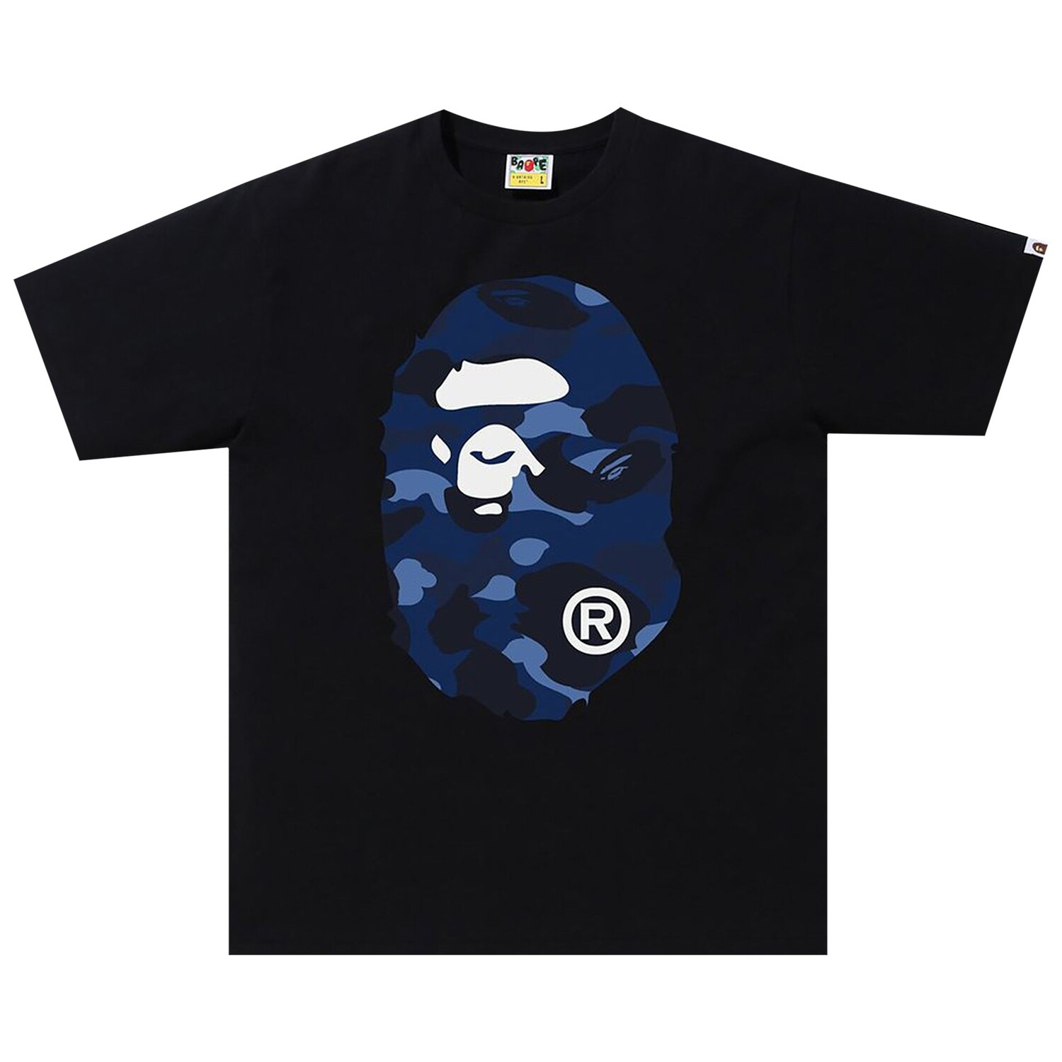 

Футболка BAPE Color Camo Big Ape Head, черный/темно-синий