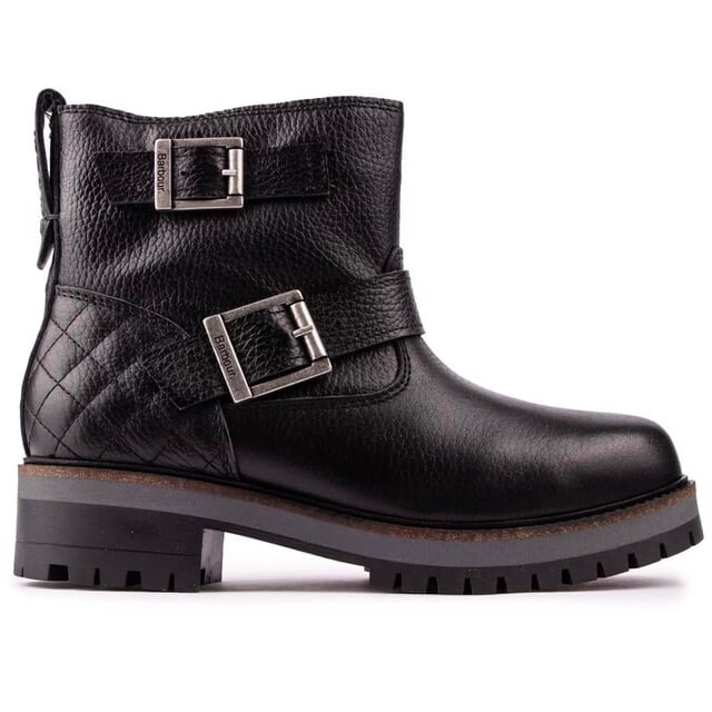 Ботинки женские Barbour кожаные с пряжками, черный