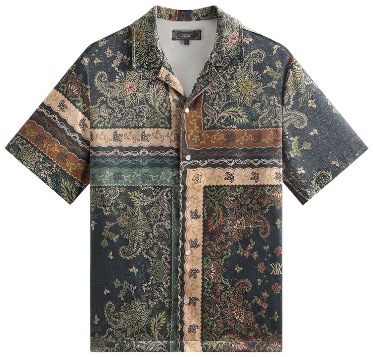 

Рубашка Kith Panelled Bandana Thompson Camp Collar Shirt, зеленый