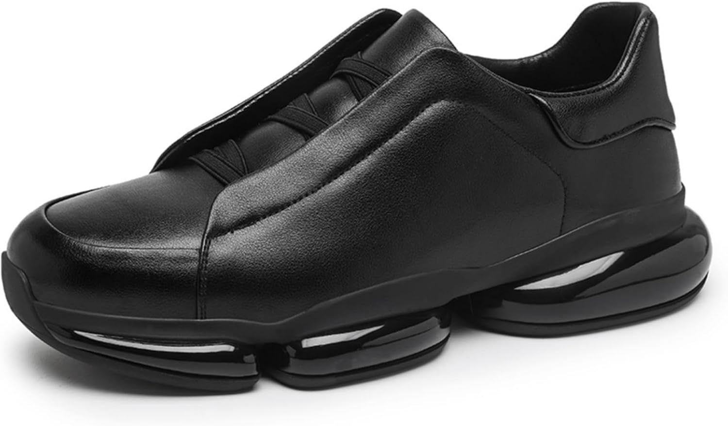 

Мужские слипоны из кожи - черные без шнурков с коричневой подкладкой, массивной подошвой, повседневные кроссовки для ежедневной ходьбы, модные и удобные обувь с толстой подошвой Kelibasi