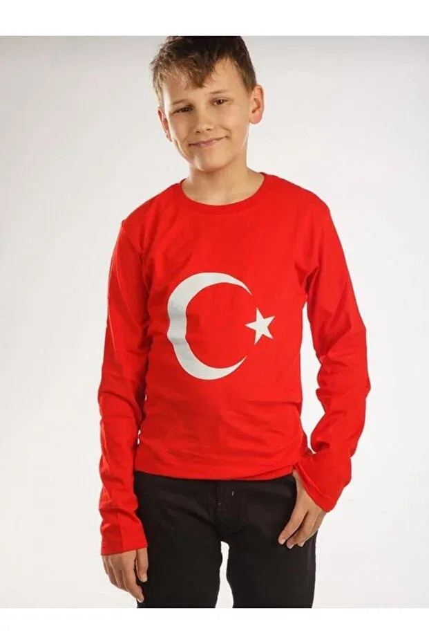 Детская футболка с принтом Moon Star Printed Long Sleeve Befs Store, Red