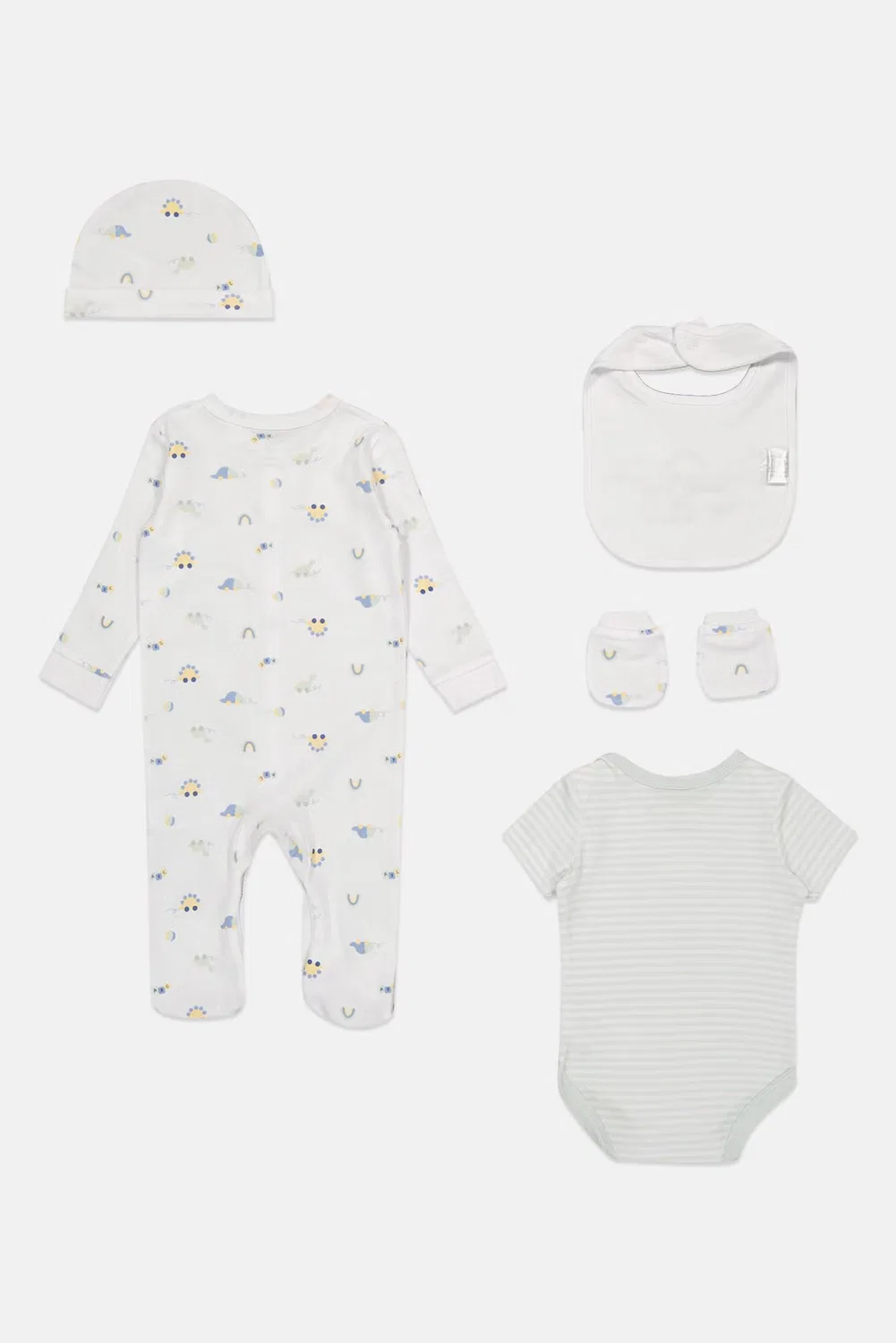 Боди-комбинезон с принтом комплект 5 предметов с нагрудником Rock-A-Bye Baby Boutique, разноцветный — фото 3