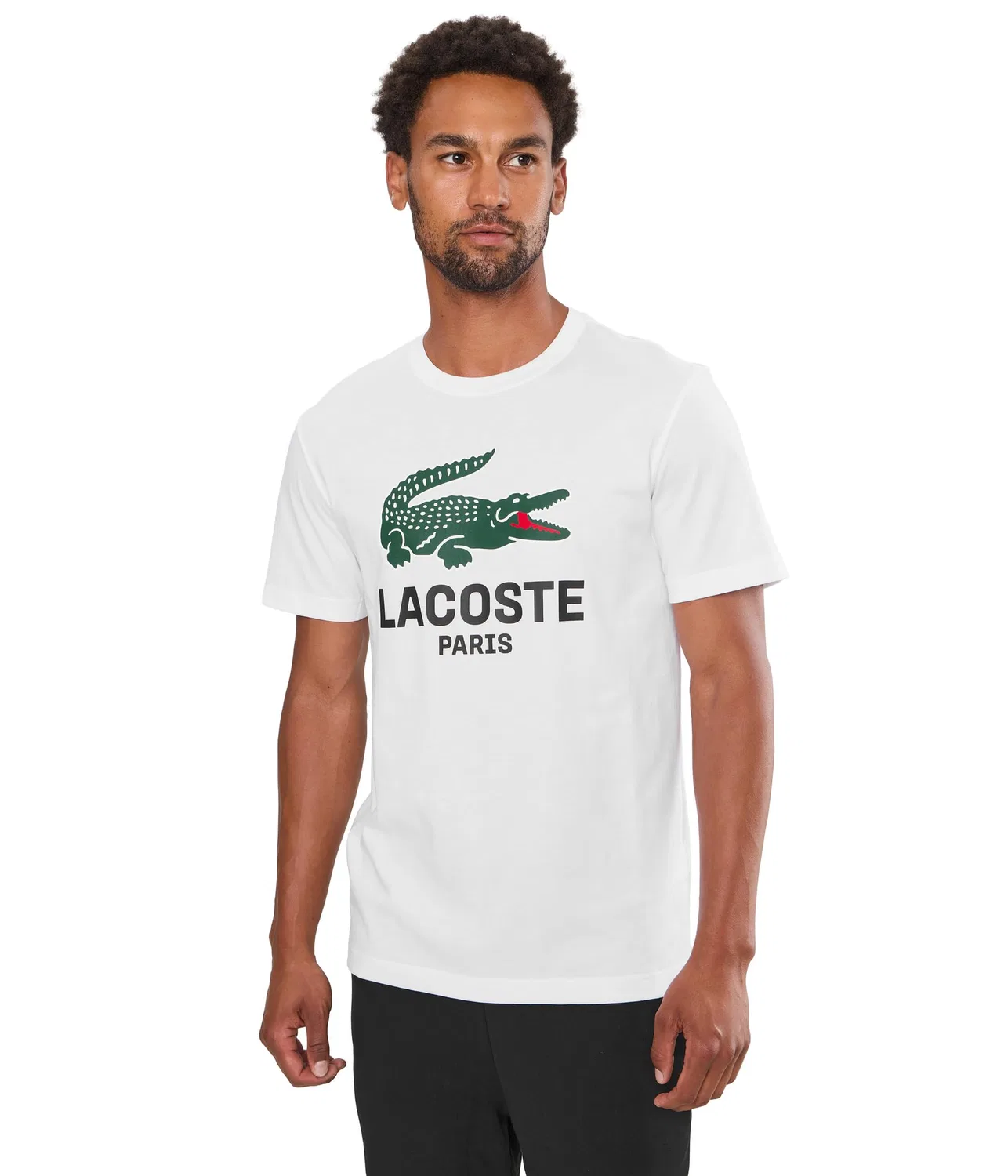 Хлопковая футболка с принтом Lacoste, White
