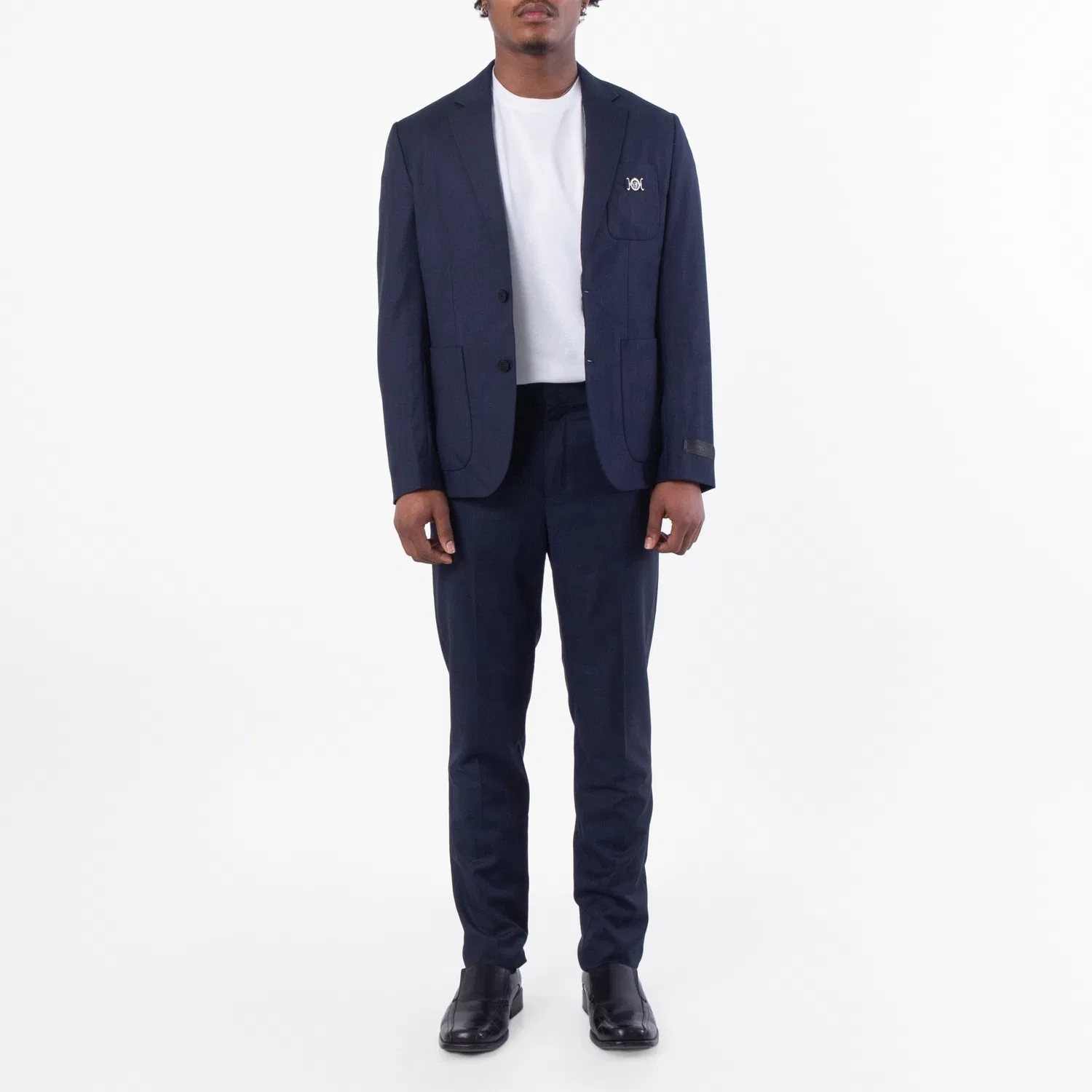 Брюки классические со складками Versace Pleated Wool Formal Trousers, Ink Blue — фото 4