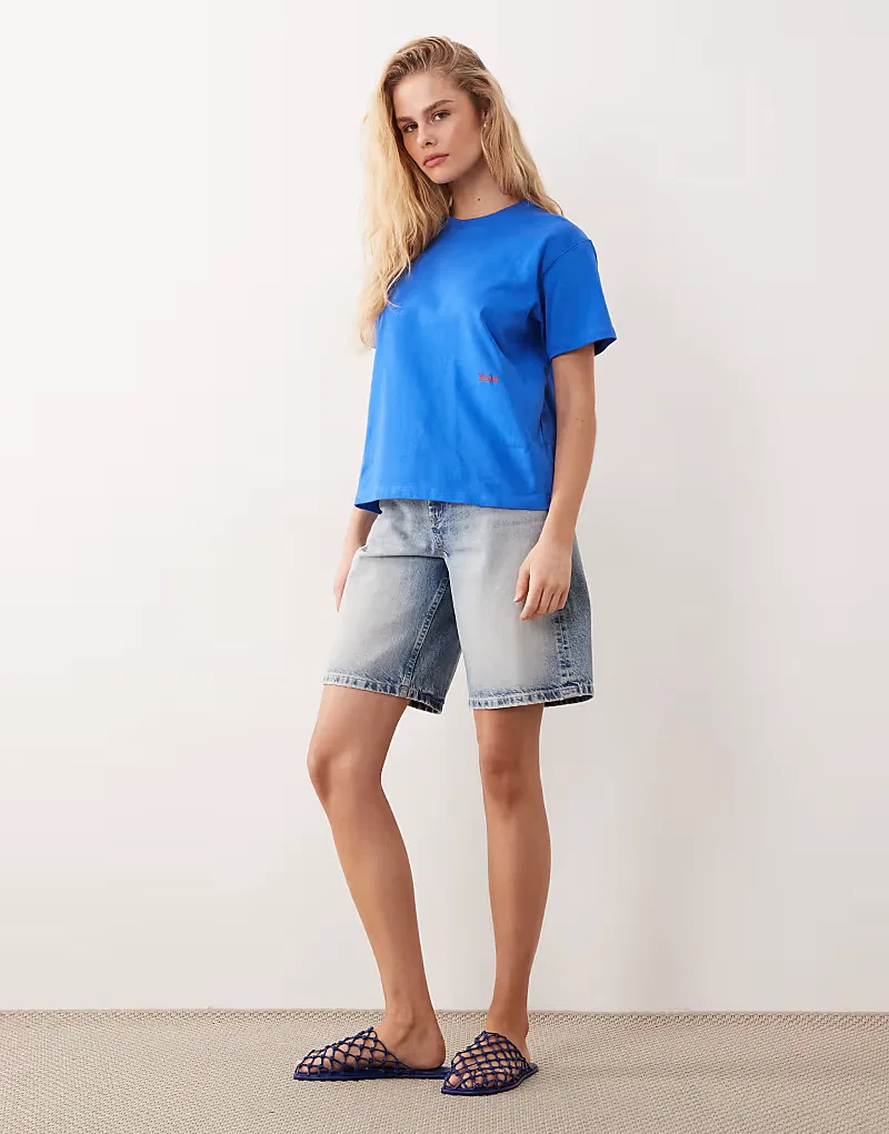 Футболка Polo Ralph Lauren с крупным логотипом на спине, плотная, средне-синий — фото 2